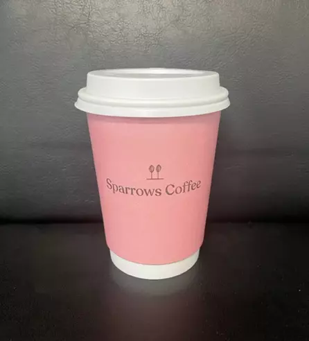 custom branded pink coffee cup
